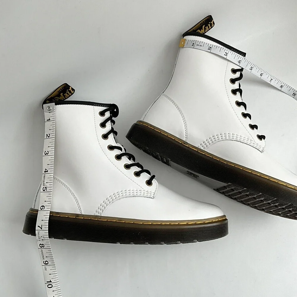 Dr. Martens Zavala Patent Leather 8-Eye Boots White 9